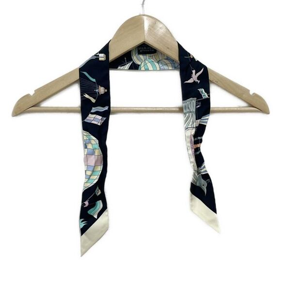 Hermes Scarf Twillie Black And Multi Ribbon Scarf Madness In The Big Sky LES - Picture 1 of 6